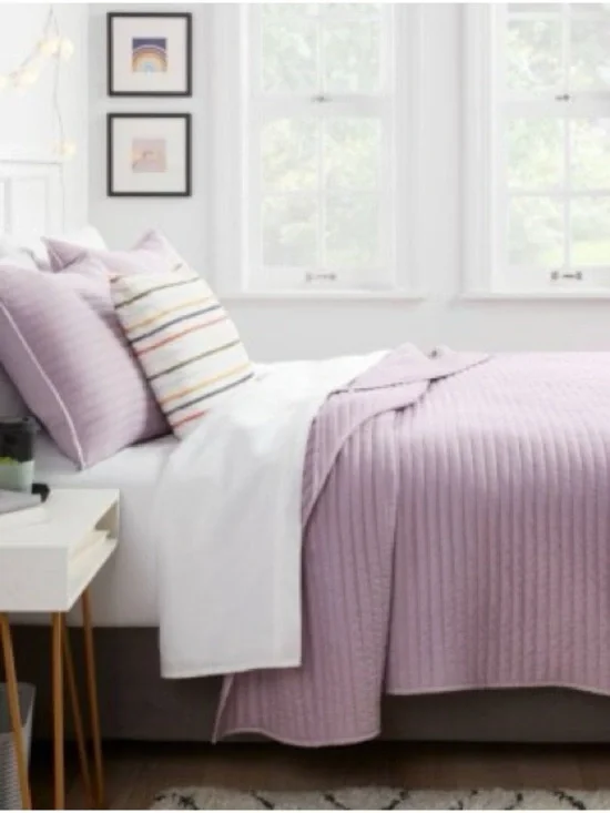 Room Essentials Lavender Quilted Coverlet Set with Shams
