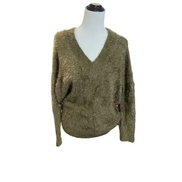 Urban Outfitters olive green v neck fuzzy sweater size S