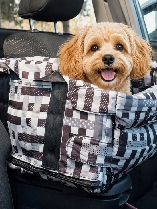Dog Car Booster Seat - Black & White Pattern