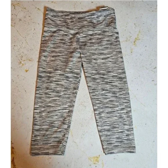 Justice Active Cropped Leggings | Girls Size 10 | Gray Black Space-Dye | EUC