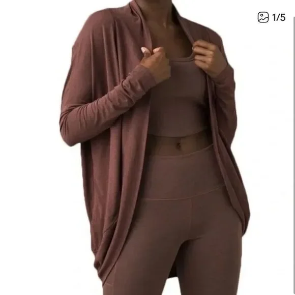Prana Foundation Munra Wrap Cardigan Sweater Brown Womens XL