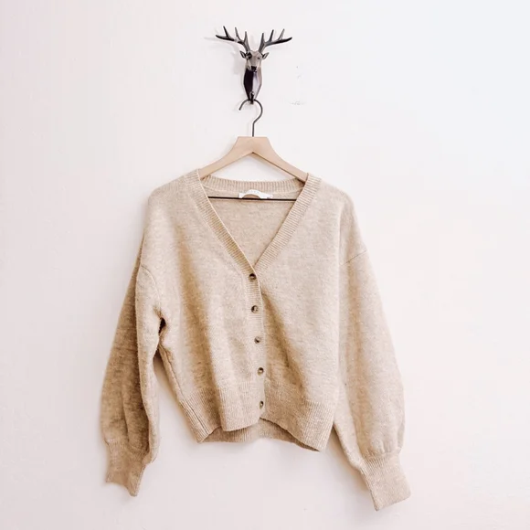 ASTR The Label Women's Taupe Cardigan Sweater Size Large