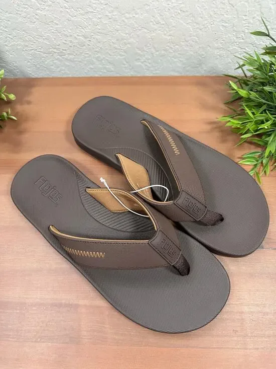 Flojos Men's Brown Flip Flop Sandals Size 9