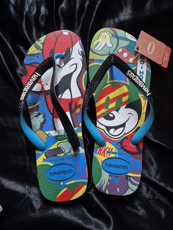 Havaianas Multicolor Mickey Graphic Flip Flops with Blue Straps
