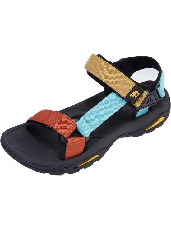 Men's Blue And Khaki Arch Support Open Toe Waterproof Hiking Sport Sandal Shoes