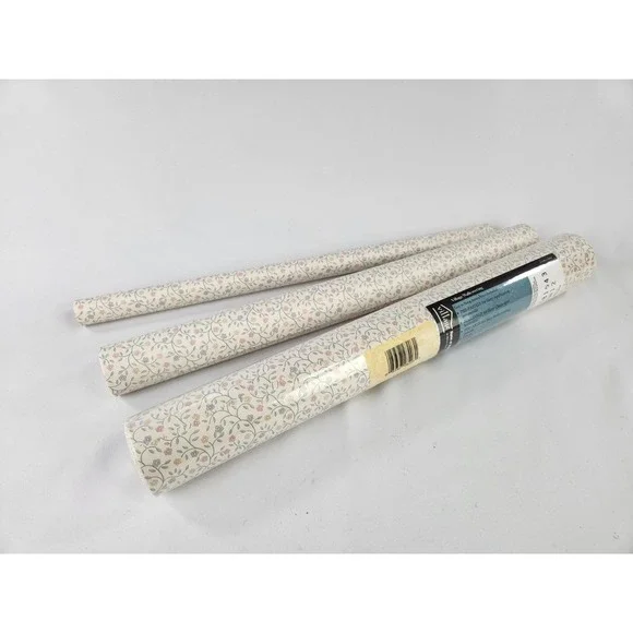 Vtg Village Wallpaper Double Roll New Floral Flowers Prepasted Vinyl Washable‎