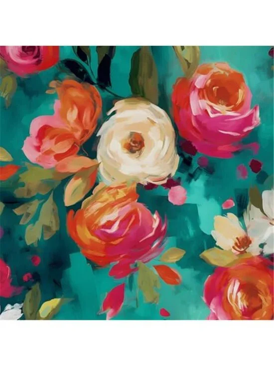 Boho Floral Peel and Stick Wallpaper Teal Blue Removable Self Adhesive Wall Roll