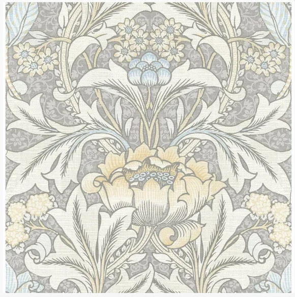 NextWall NW41508 Morris Flower Wallpaper in Daydream Grey & Pearl Blue NEW
