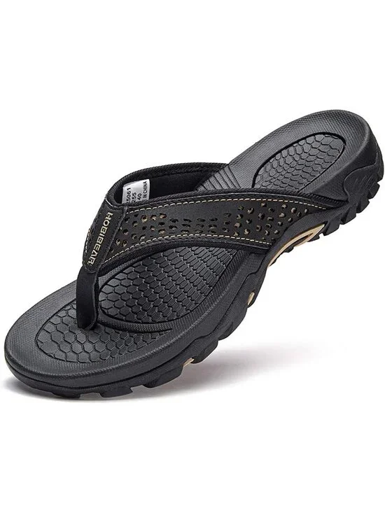 Men's Black Sport Flip Flops Comfort Outdoor Rubber Casual Thong Sandal Shoes