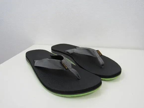 Teva USA 13 Men's Original Flips Black Neon Green Yellow Gray Flip Flop Sandals