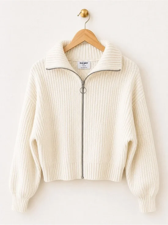 New Old Navy SoSoft Cream Zip Cardigan Sweater | Girls Large (10–12)
