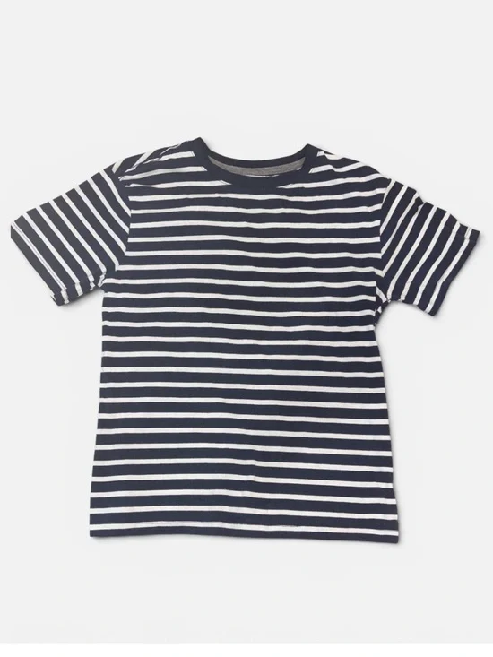 Old Navy Kids L Navy and White Striped Short Sleeve Tee