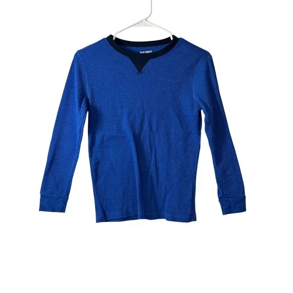 Old Navy Kids Blue‎ Waffle Long-Sleeve Shirt Size Large (10-12) Comfortable Knit