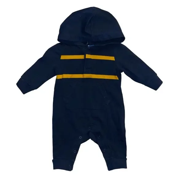 ⭐️0-3 Months Old Navy Baby Boys Hooded One Piece Long Sleeve Romper⭐️