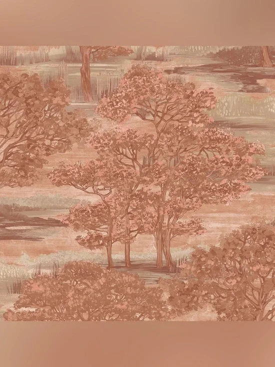 Wallpaper Forest Toile Ember Red Tempaper Peel & Stick Self Adhesive Removable