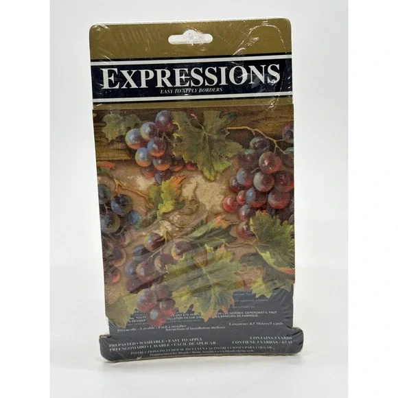 Expressions Vineyard Grape Wall Border Prepasted Washable 5 Yards SB10287BR New