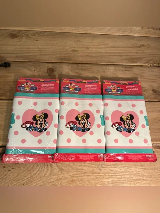 VTG Disney Minnie Mouse 90s Lot of 3 Pack Wallpaper Border Trim Mickey’s Stuff