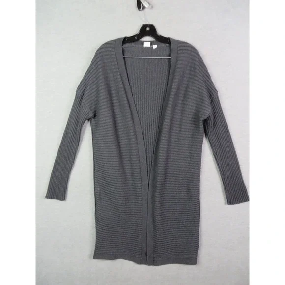 Gap‎ Womens Sweater M Gray Merino Wool Open Cardigan Office Career Cozy