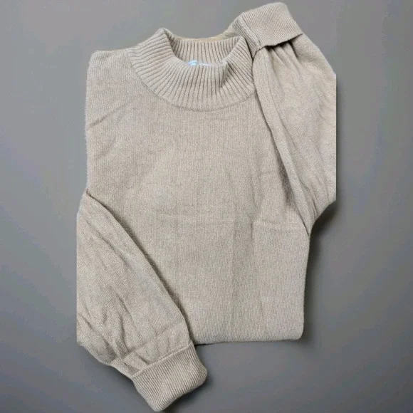Lyle‎ And Scott Sweater Tan Mockneck Pure Cashmere Old Money Womens Size 38