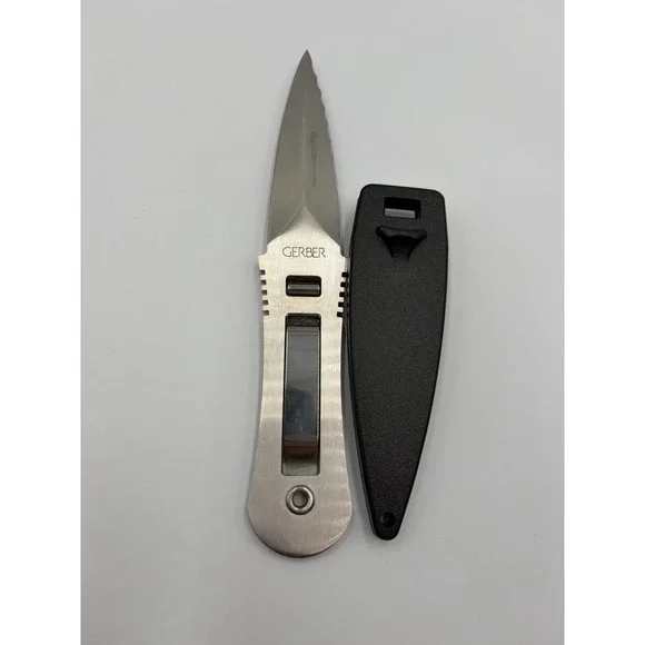 Gerber River Master Clip-Lock Fixed Blade Knife Blackie Collins Italy Vintage