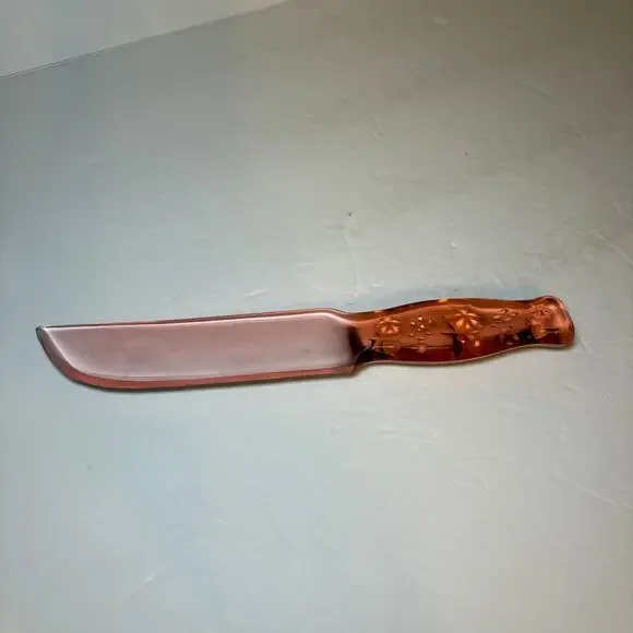 Vintage Pink Depression Vitex Glass Knife Star Pattern 1930s 1940s 9.25