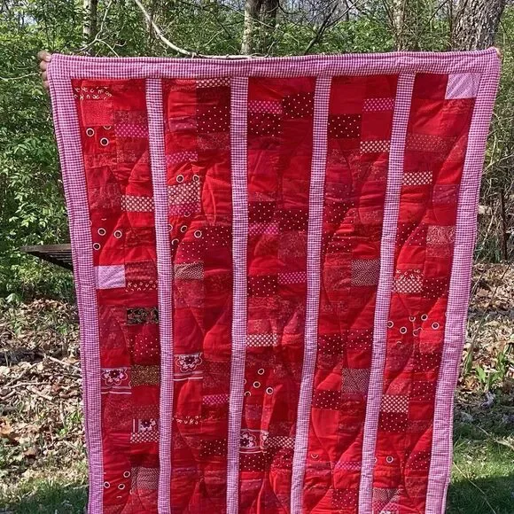 NWT Hand Crafted “Red Coins” Quilt