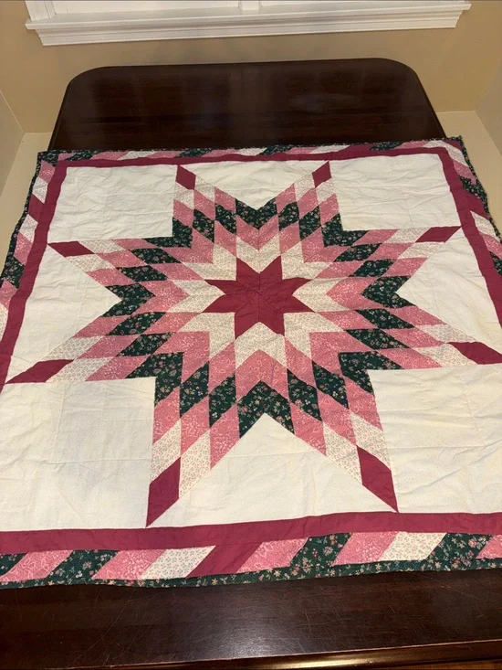 Hand Crafted pink Star Patchwork Quilt Square