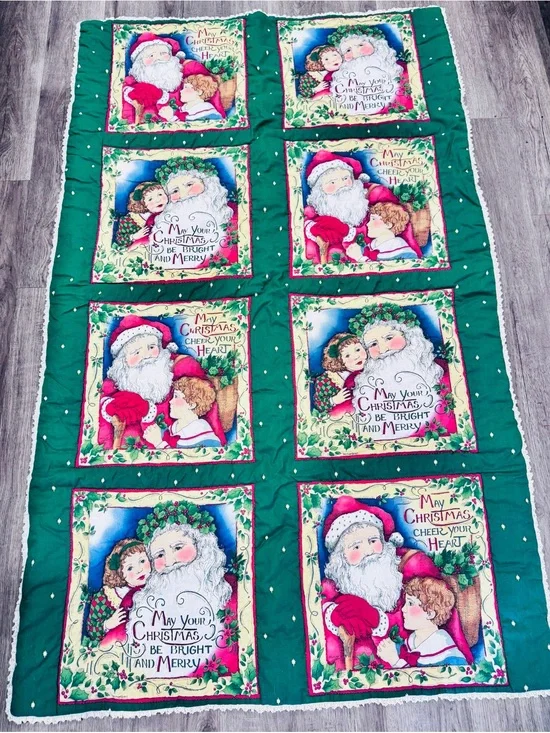Vintage Santa Christmas Holiday Panel Quilt
