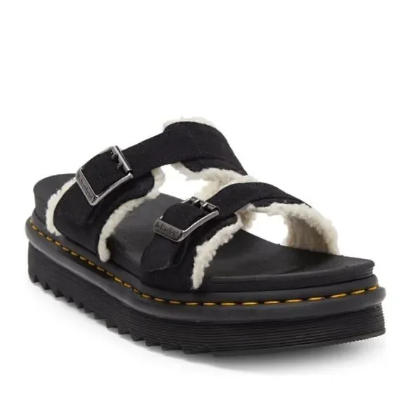Dr. Martens Myles Faux Fur Platform Sandal (Unisex), Black, Size 13, NWT‎