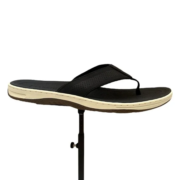 Sperry Men's Havasu Perf Leather Thong Sandal Size 13 Black Comfort Casual Style