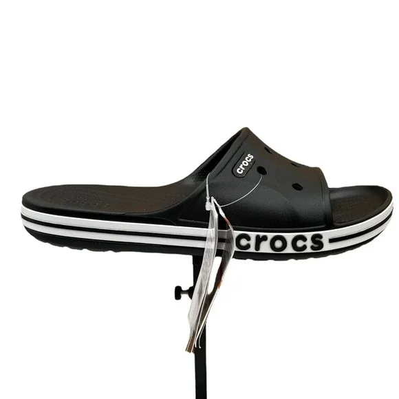Crocs Bayaband Mens Slide Sandals Size 11 Black White Water Friendly Lightweight