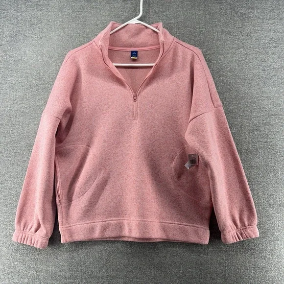 Old Navy 1/4 Zip Pullover Girl Size XL (14-16) Pink Fleece Relaxed Fit NEW $35