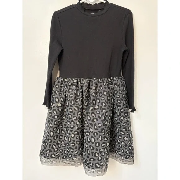 Girls 5T Party Dress Black Ribbed Leopard Tulle Skirt Old Navy‎