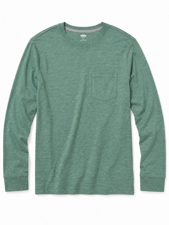 Old Navy Kids Long-Sleeve Pocket Tee in Heathered Green