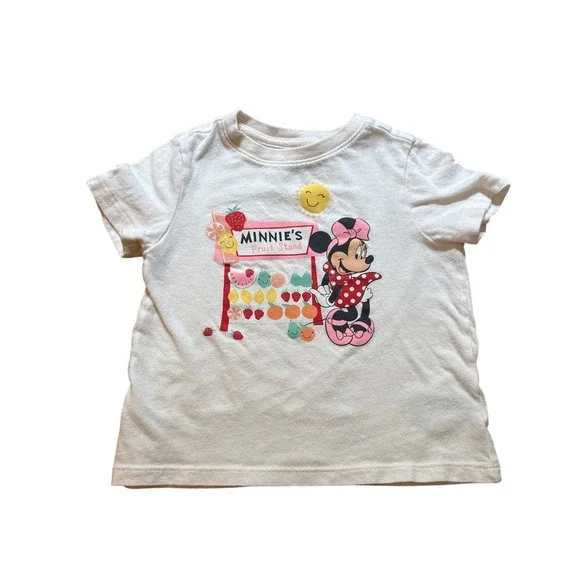 Old Navy Graphic Tee Kids White‎ Minnie Mouse Fruit Stand SIZE 3T