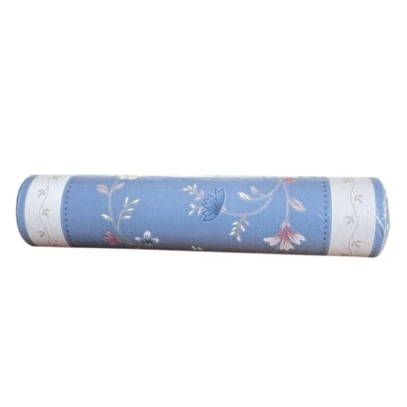 VTG Wallpaper Border Floral Cottage Core Blue White‎ Sunworthy 1 Roll 15 Feet