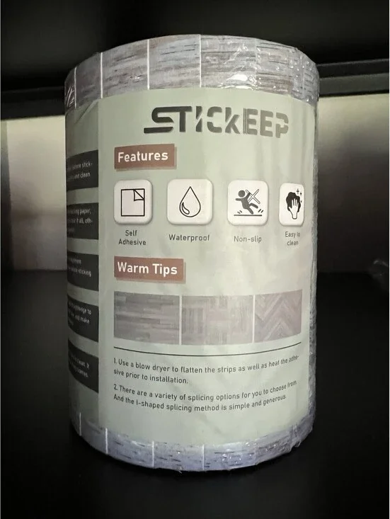 Stickeep peel and stick wall paper 36x6 blue/grey/wood