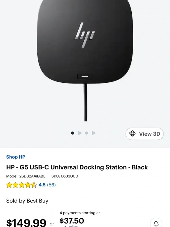 HP USB-C Docking Hub — Black and White Packaging