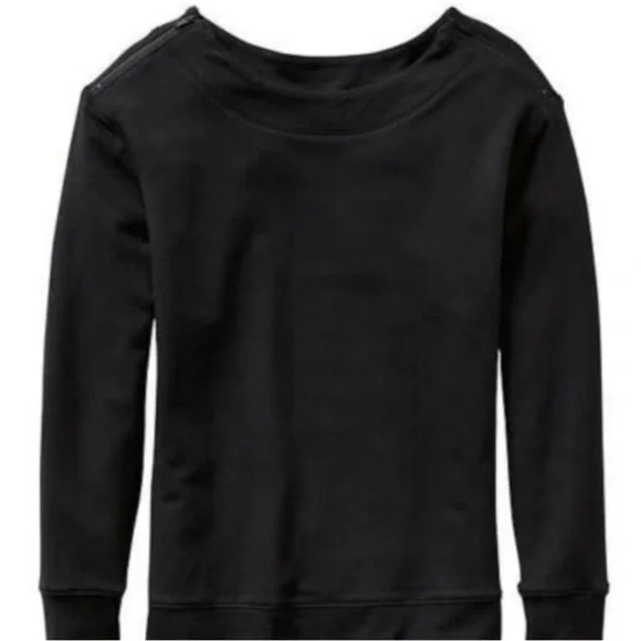 Athleta Black Boatneck Shoulder Zip Pullover Sweater Women’s Size Small