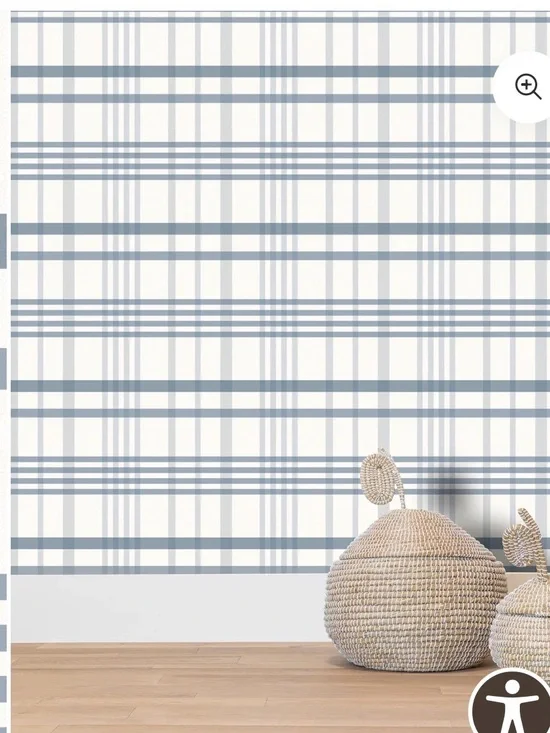 Set of 2 McGee and Co Blue Plaid Wallpaper