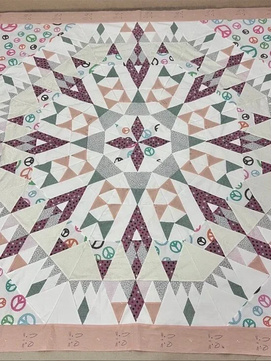 Handmade Fairy Alaska Patchwork Cotton Quilt Top/Topper Machine pieced 86x86”