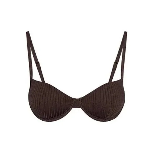 Monday Swimwear Capri Top Espresso Rib Size Large New With Tags