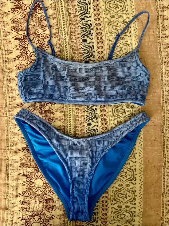 triangl swimwear Light Blue Smocked Bikini Set