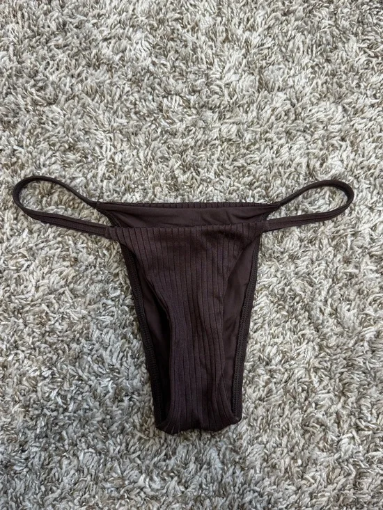 Monday swimwear espresso wide ribbed bikini bottoms petite