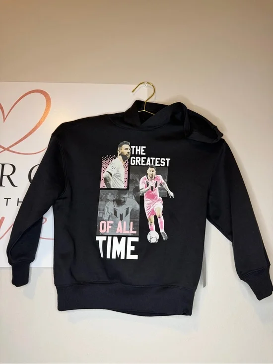 Black 'The Greatest Of All Time' Messi Graphic Hoodie