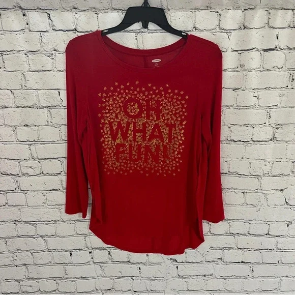 OLD NAVY Girls Red Luxe Holiday Shirt 