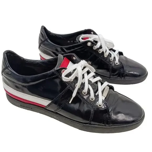 Christian‎ Dior Homme Patent Leather Trainers Men Sz 9 BLACK Red White Luxury
