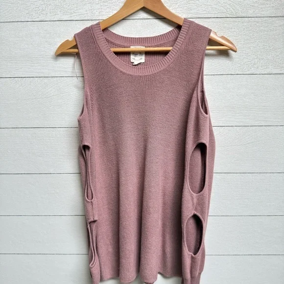 Hippie Rose | Mauve Cutout Sleeve Sweater – Soft Edge | Size L