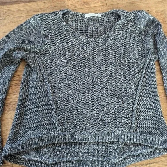 RD Style‎ Womens Grey Marled Chunky Knit V-Neck High-Low Sweater Medium