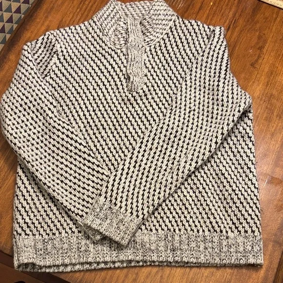 Calvin Klein CK Womens Vtg Cable Knit 1/4 Button Mohair Wool Blend Sweater Sz XL